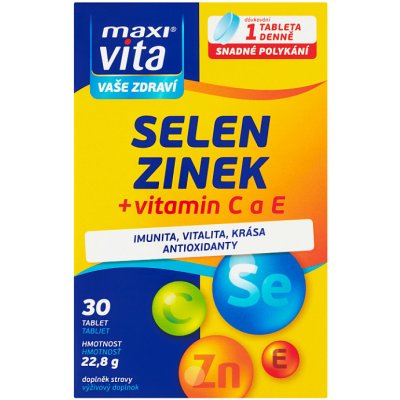 MaxiVita Selen + zinek + vitamin C a E 30 tablet – Zbozi.Blesk.cz