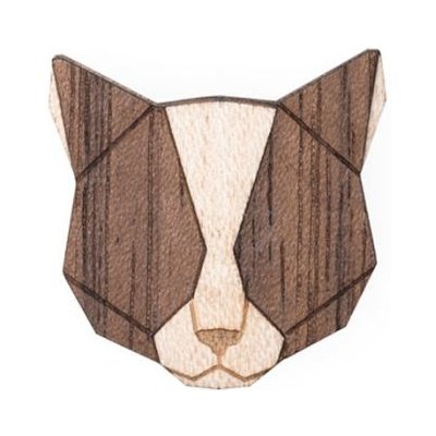 BeWooden dřevěná brož Grey Cat BR45 – Zboží Mobilmania