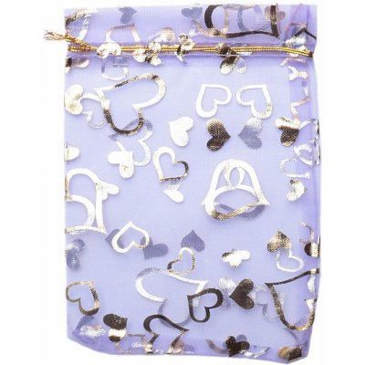 Nefertitis Dárkový sáček organza 13 x 18 cm fialový se srdíčky NF16260 - 13 x 18 cm – Zboží Dáma