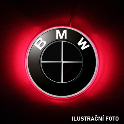 BMW svítící znak na kufr- LED podsvícené logo - červená - ČERNO ČERNÁ