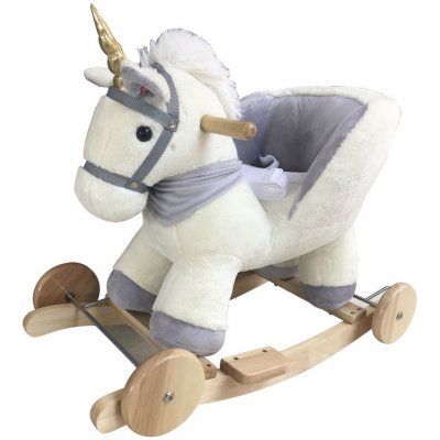 Woodentoys houpací koník Unicorn se zvuky a kolečky