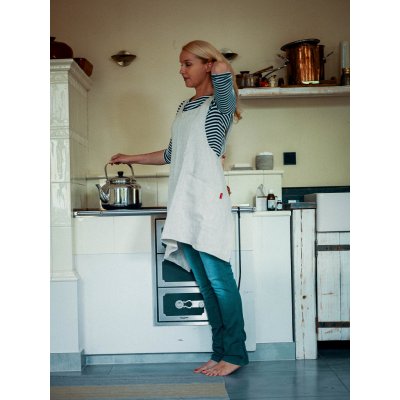 Aesthetic Lněná zástěra šatová s kapsami Přírodní světlá – Zboží Mobilmania