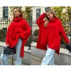 Dámský svetr a pulovr Fashionweek OZDOBNĚ PLETENÝ SVETR S ROLÁKEM JK SOPHIA Červená