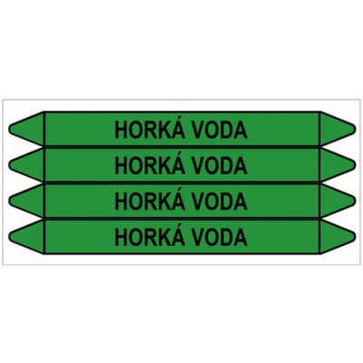 Značení potrubí, horká voda,4 ks, 250 × 26 mm PZ 008736