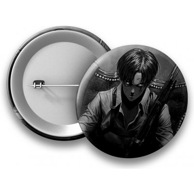 Attack on Titan placka Levi Black and White 50 mm – Zboží Mobilmania