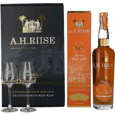 A.H. Riise XO Reserve Superior Cask 40% 0,7 l (dárkové balení 2 sklenice) – Zbozi.Blesk.cz