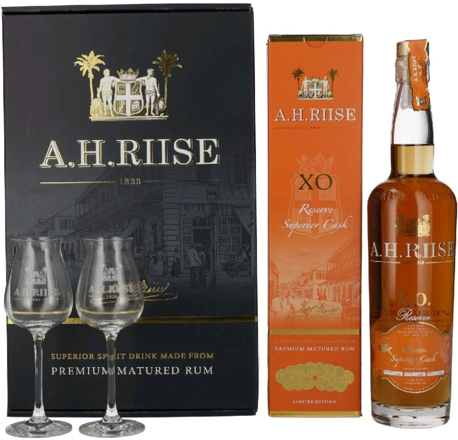 A.H. Riise XO Reserve Superior Cask 40% 0,7 l (dárkové balení 2 sklenice)