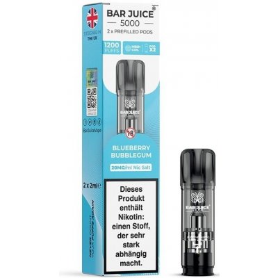 Bar Juice 5000 Pod Blueberry Bubblegum 20 mg 600 potáhnutí 2 ks – Sleviste.cz