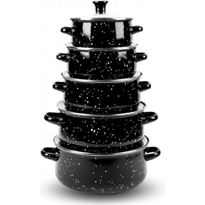 Herzberg Cooking HG-04128: 10 Pieces Enamel Kitchen Cooking Pot and Casserole with Glass Lid – Zboží Dáma