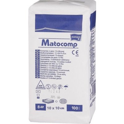 Matocomp komprese z gázy 10 x 10cm 100 ks