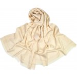 Classic Scarf béžová šála se třpytivým zlatým vláknem a jemnými květy – Zboží Dáma