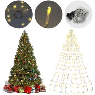 Jiubiaz LED osvětlení vánočního stromu 280 LED 2,8 m venkovní osvětlení vánočního stromu s kroužkem Světla na vánoční stromek LED mantinel teplá bílá