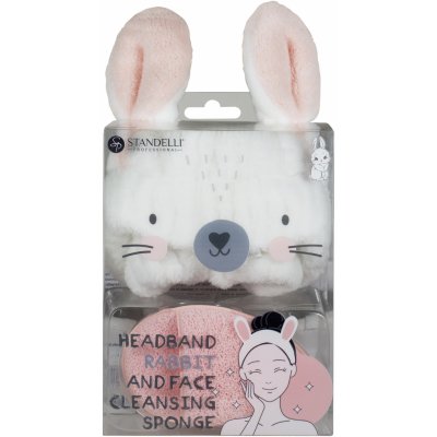 Standelli professional Kosmetická čelenka Zajíček + čisticí exfoliační houbička 2 ks – Zboží Dáma