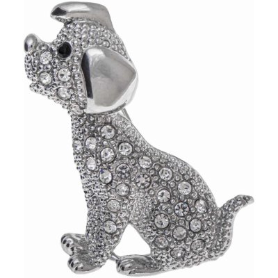 Biju brož pes se zirkony stříbrná 1775 9001775 – Zboží Dáma