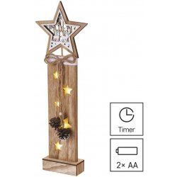 Emos DCWW10 LED dekorace dřevěná hvězdy 48 cm 2x AA