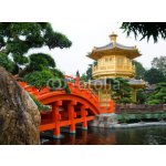 WEBLUX 63996525 Fototapeta papír The Golden pavilion and red bridge in Nan Lian Garden Zlatý pavilon a červený most v Nan Lian Garden Hong Kong rozměry 360 x 266 cm – Hledejceny.cz