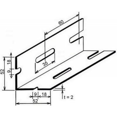 Profil L 52 x 52 x 2 mm děrovaný