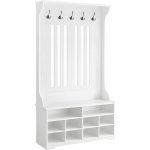 Vasagle předsíňová stěna s botníkem a lavicí bílá HSR404T10 – Zboží Mobilmania