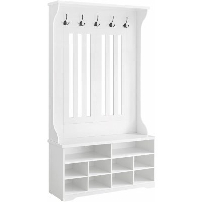 Vasagle předsíňová stěna s botníkem a lavicí bílá HSR404T10 – Zboží Mobilmania