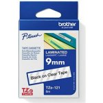 Brother TZE-121, černý tisk průsvitný podklad 8 m x 9 mm – Zboží Dáma
