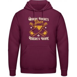 AWDis Hoodie Mikina Kde je pivo, Tam je naděje Purpurovočervená