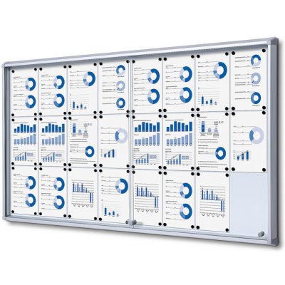 Jansen Display Interiérová vitrína 24xA4, posuvné dveře, metalová záda, 1815 x 982 mm – Zboží Živě