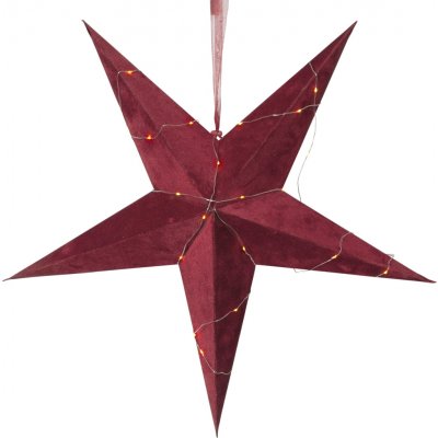 STAR TRADING Papírová svítící LED hvězda Velvet 60 cm červená barva kov papír – Hledejceny.cz