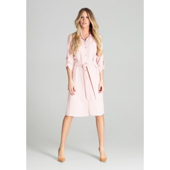 Šaty na knoflíky M701 pink světle růžová