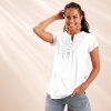 Dámská Trička Blancheporte tričko s tuniským výstřihem a anglickou výšivkou bílá
