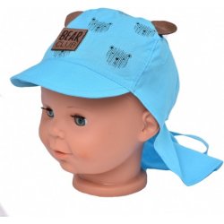 Baby Nellys Letní čepice s kšiltem Bear club modrá