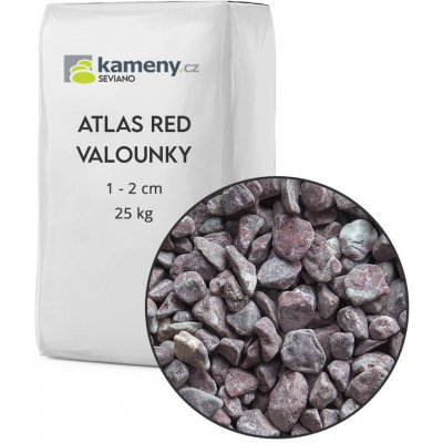 Okrasné kameny, Atlas Red valounky, vápenec Vyberte si balení: 25 kg, Vyberte si velikostní frakci: 1 - 2 cm – Zboží Dáma
