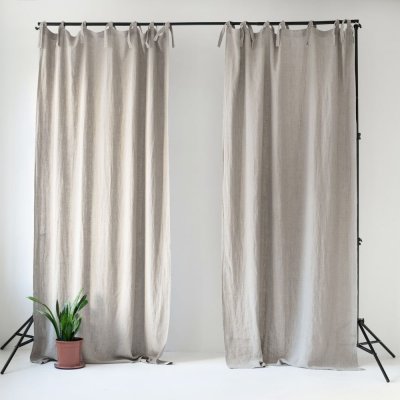 Linen Tales Béžový lněný závěs s poutky Linen Tales Night Time, 275 x 140 cm – Hledejceny.cz