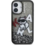 Karl Lagerfeld Ochranný kryt na iPhone 16 - Karl Lagerfeld, Liquid Glitter Scattered Black KLHCP16SLCHSCTDK – Zboží Mobilmania