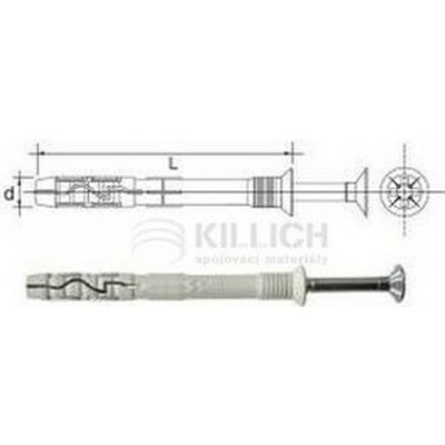 hmoždinka 5x50 natloukací Zápustná hlava + vrut zápustná hlava – Zboží Mobilmania