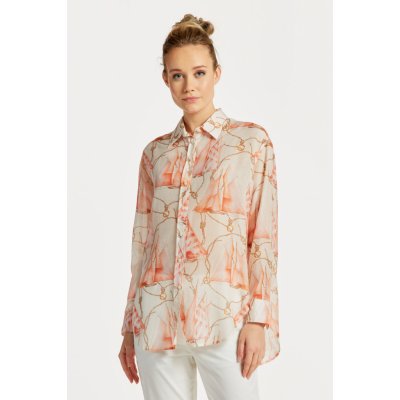 Gant rel sailing print cot silk shirt bílá