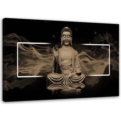 Gario Obraz na plátně Meditující postava Buddhy - béžový Rozměry: 60 x 40 cm