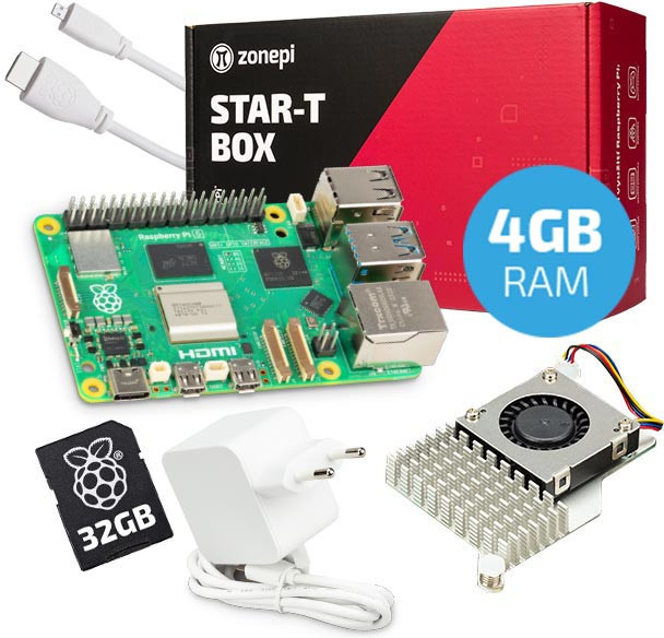 Zonepi oficiální sada s Raspberry Pi 5 (4GB RAM) + chladič + 32GB microSD + příslušenství 6509
