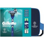 Gillette Champions League Mach3 holicí strojek 1 ks + náhradní břity 4 ks + gel na holení pro muže 200 ml + kosmetická taška – Zboží Mobilmania