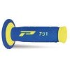 Moto řídítko PROGRIP gripy PG791 OFF ROAD (22+25mm, délka 115mm) barva žlutá fluo/modrá (dvoudílné) (791-252) (PG791YLF/BL)