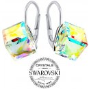 Swarovski Crystal SILVEGO kostky s AB krystalem Swarovski VSW042E