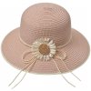 Klobouk Dámský klobouk s mašlí a kytičkou růžový