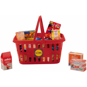 Playtive nákupní košík červený košík s výrobky do kuchyně