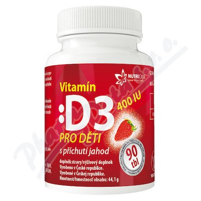 Nutriciusv Vitamín D3 400IU pro děti jahoda 90 tablet – Zbozi.Blesk.cz