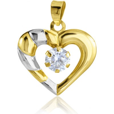 Gemmax Jewelry Zlatý přívěsek Srdce se zirkonem GLPCB 34001 – Zboží Mobilmania