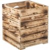 Úložný box ČistéDřevo Opálená dřevěná bedýnka 30 x 30 x 35 cm