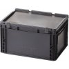 Úložný box HTI Plastová EURO přepravka 400x300x235 mm s víkem MC-3872-ESD