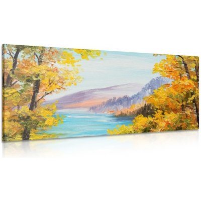Obraz olejomalba horského jezera - 100x50 cm