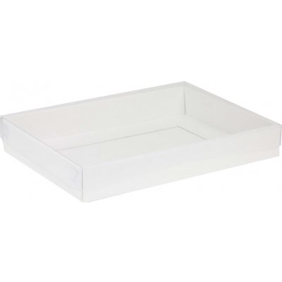 Dárková krabice s průhledným víkem 350x250x50/35 mm, bílá – Zboží Mobilmania