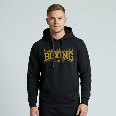 Mikina s kapucí Fighter s potiskem BOXING černá – Zboží Dáma