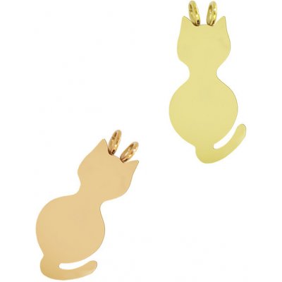Leštěný přívěsek kočka Zlacená 19mm - 1Ks - Růžovo Zlatá